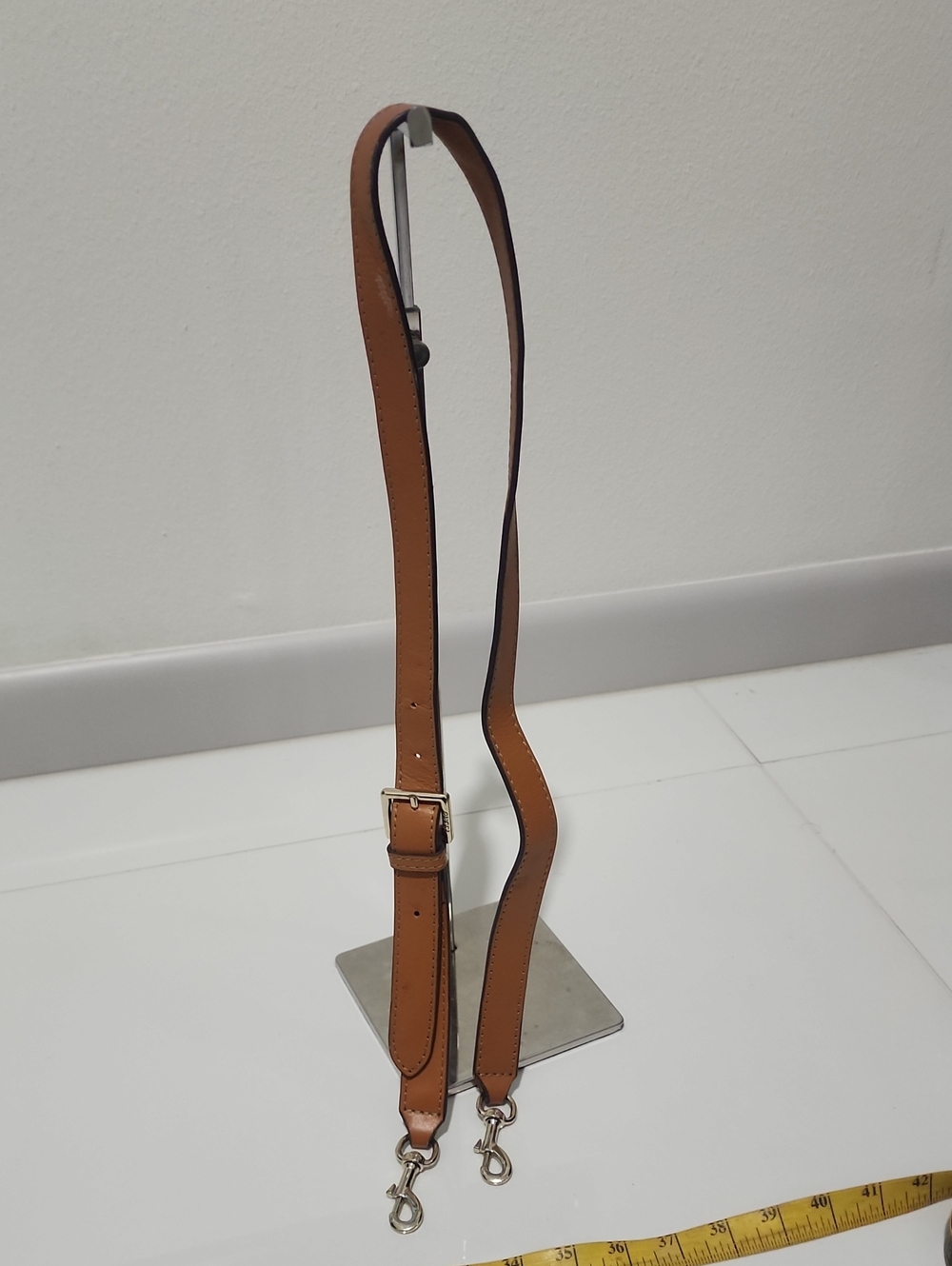 Gucci Tan Leather Adjustable Bag Strap with Silver Hardware